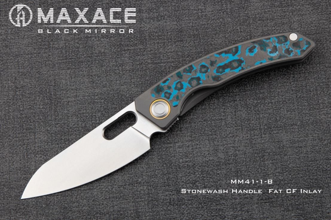# ** ALMOST GONE ** MAXACE BLACK MIRROR 3 - UPGRADED TO S90V OR MAGNACUT BLADE - CARBON FIBER INLAYS