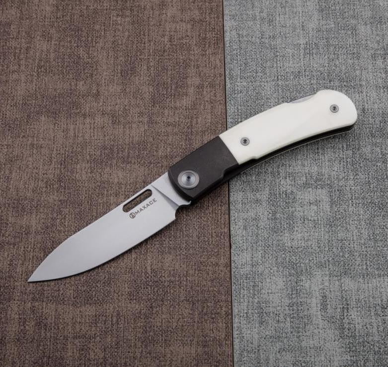 # ** COMING SOON ** MAXACE BEETLE 2.0 - MAGNACUT BLADE - SILVER CARBON FIBER - BONE ZIRCU-TI INLAYS - LOCK BACK - True Talon