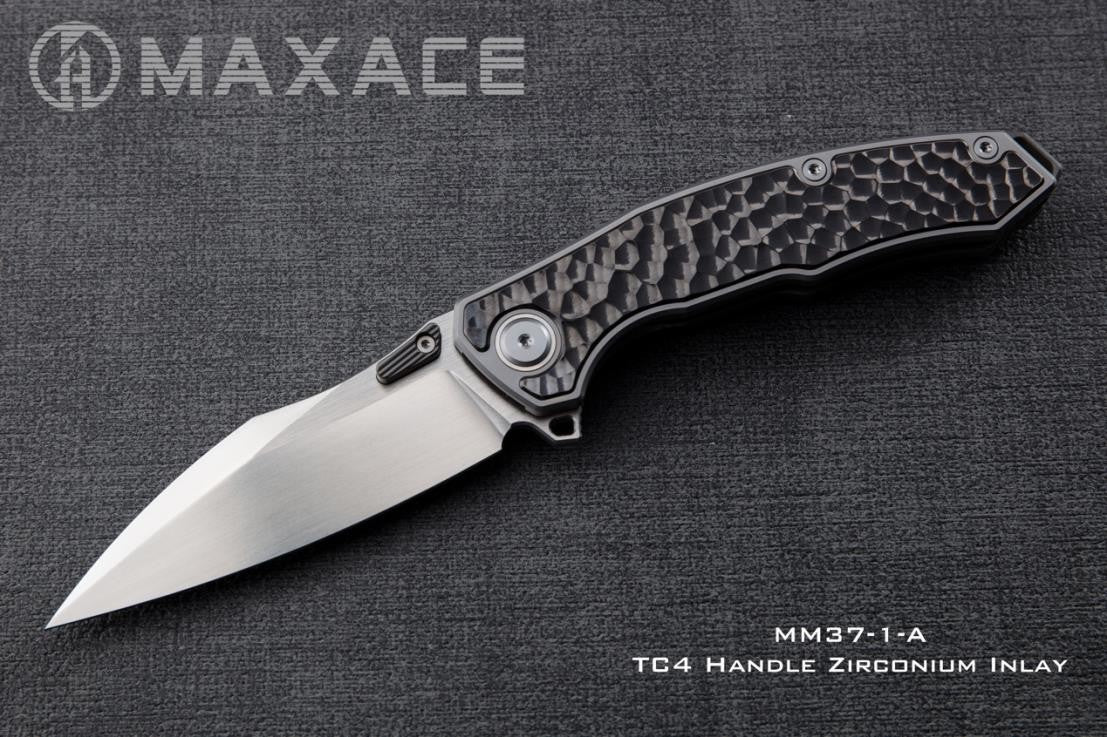 # ** ALMOST GONE ** MAXACE HALICTUS 3.0 - 3.9 INCH M390 BLADE - ZIRCUTI OR ZIRCONIUM HANDLE