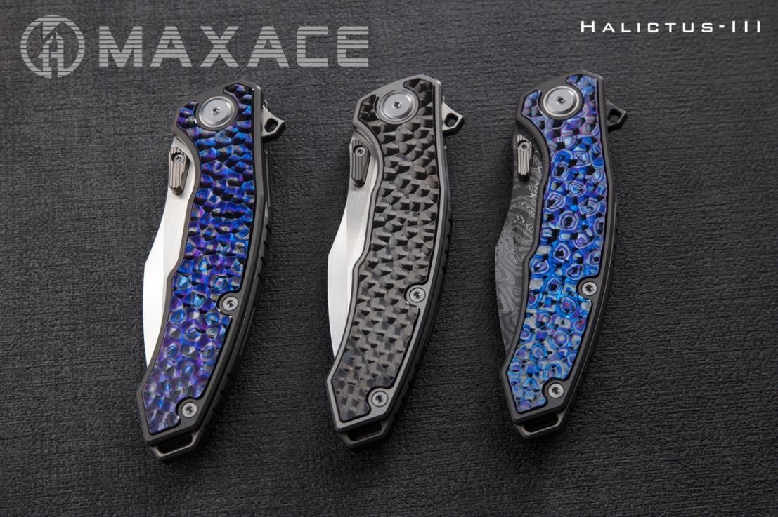 # ** ALMOST GONE ** MAXACE HALICTUS 3.0 - 3.9 INCH M390 BLADE - ZIRCUTI OR ZIRCONIUM HANDLE