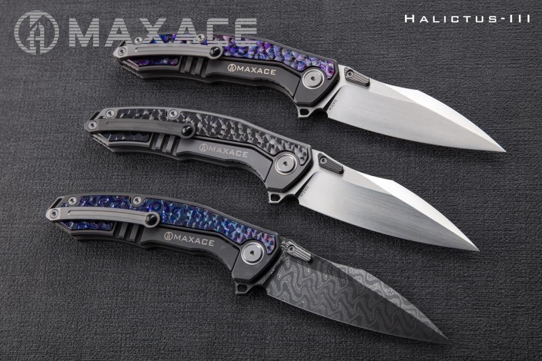 # ** ALMOST GONE ** MAXACE HALICTUS 3.0 - 3.9 INCH M390 BLADE - ZIRCUTI OR ZIRCONIUM HANDLE