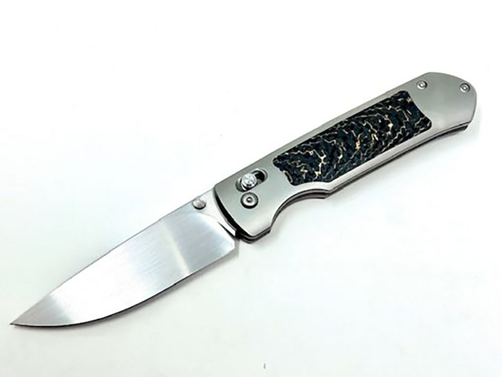 # **ALMOST GONE ** OHLONE KNIVES - Goat AXL- M390 Blade - GOLD SNAKESKIN CF