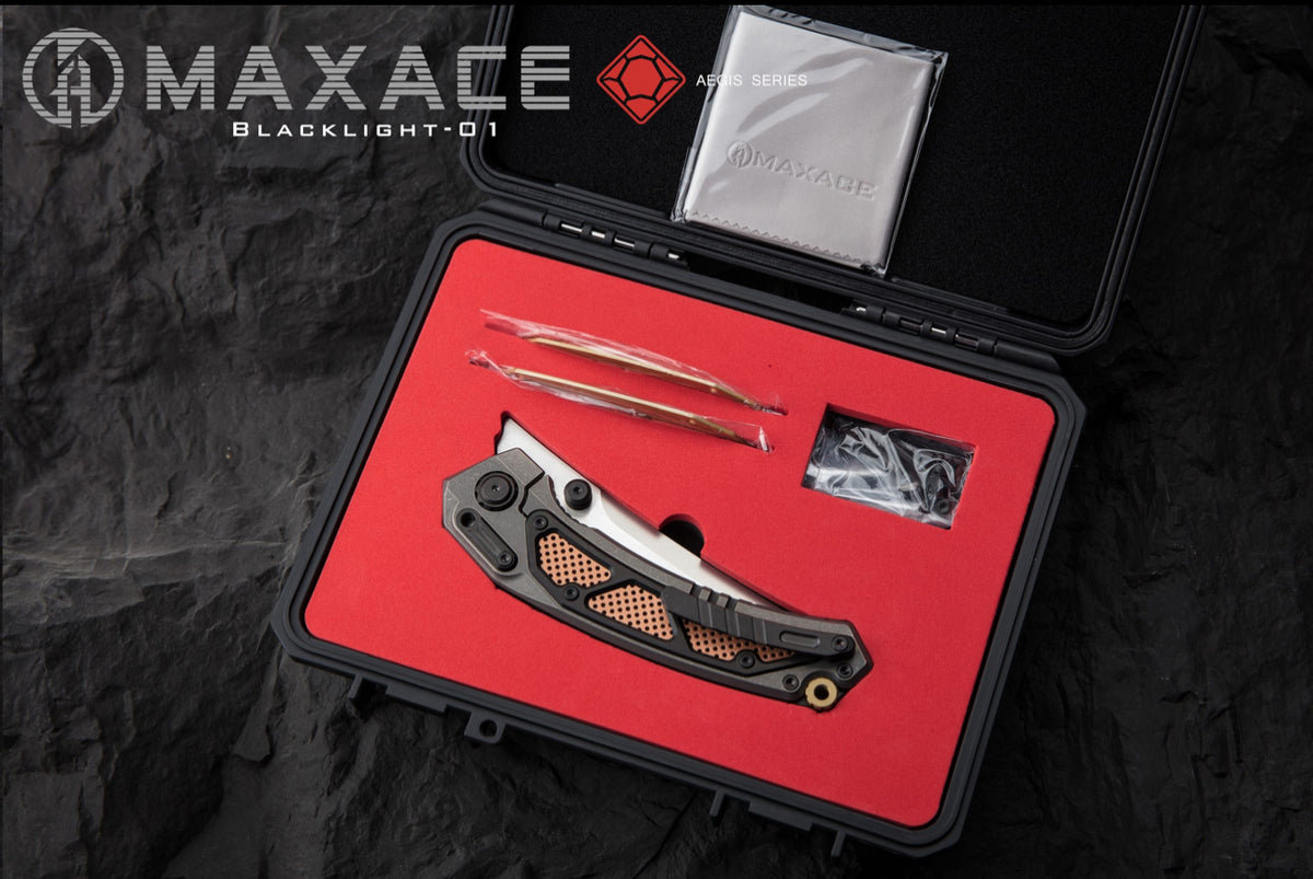 # ** ALMOST GONE ** Maxace BLACKLIGHT - Big 5.7 inch M390 or Damascus Blades - CUSTOM MULTI ROW BEARINGS