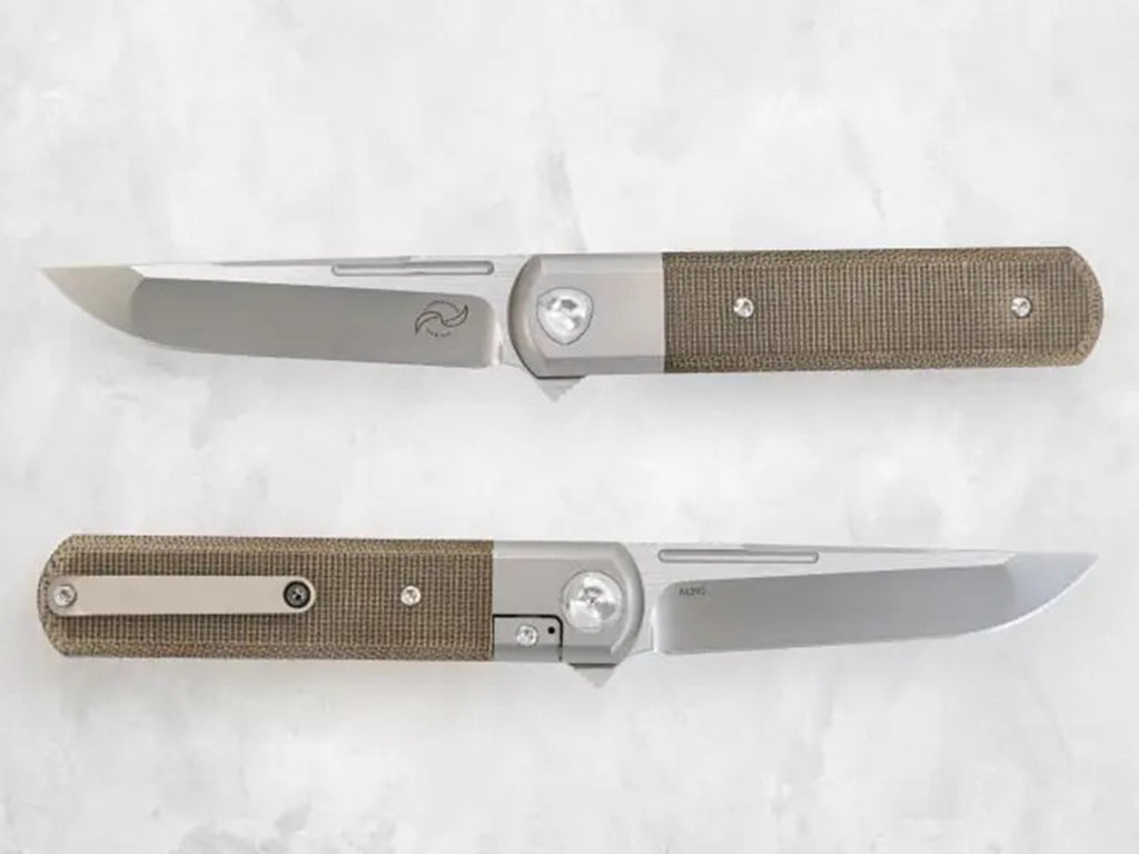 # ** ALMOST GONE ** Liong Mah - T-1 TANTO - M390 Blade - Mokuti - Fat Carbon - Titanium Handles - LIMITED EDITION