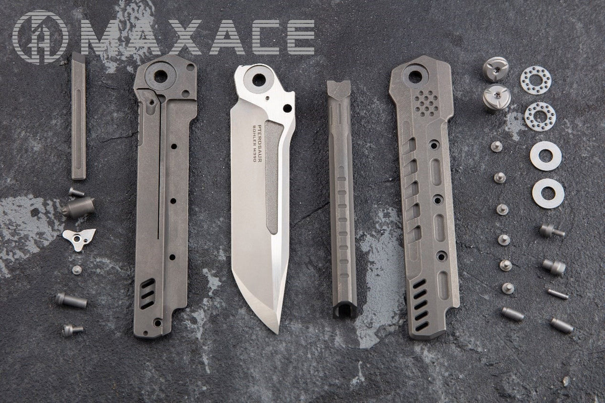 # ** BACK AGAIN ** MAXACE PTEROSAUR - M390 BLADE - GREY OR STONEWASH TITANIUM - True Talon
