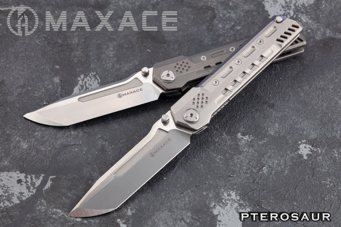# ** BACK AGAIN ** MAXACE PTEROSAUR - M390 BLADE - GREY OR STONEWASH TITANIUM - True Talon