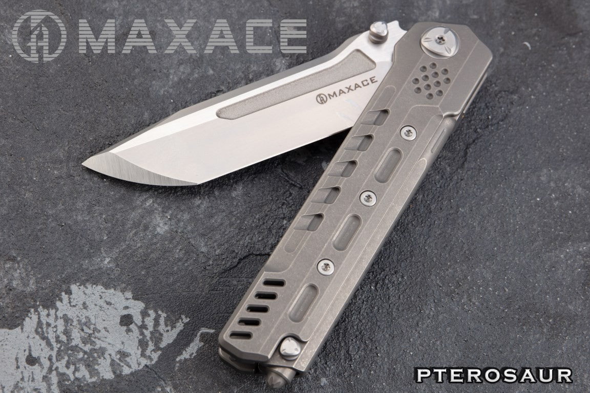 # ** BACK AGAIN ** MAXACE PTEROSAUR - M390 BLADE - GREY OR STONEWASH TITANIUM - True Talon