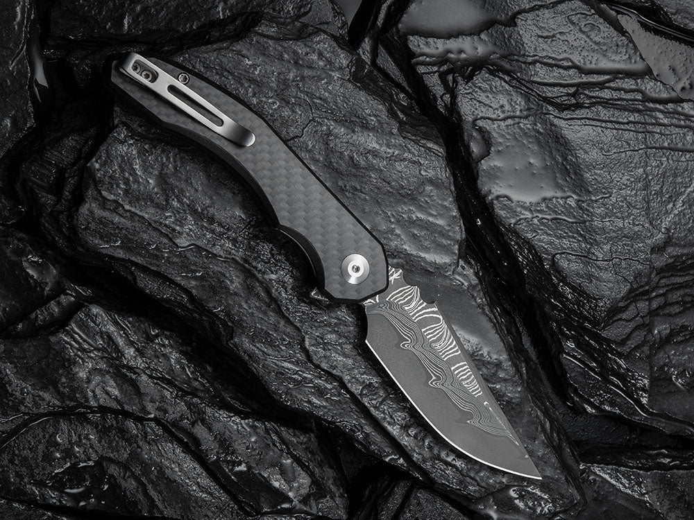 # ** HERE NOW ** CIVIVI - C23050 - BLUETICK - 14C28N or Damascus BLADE - NEW DAMASCUS MODEL