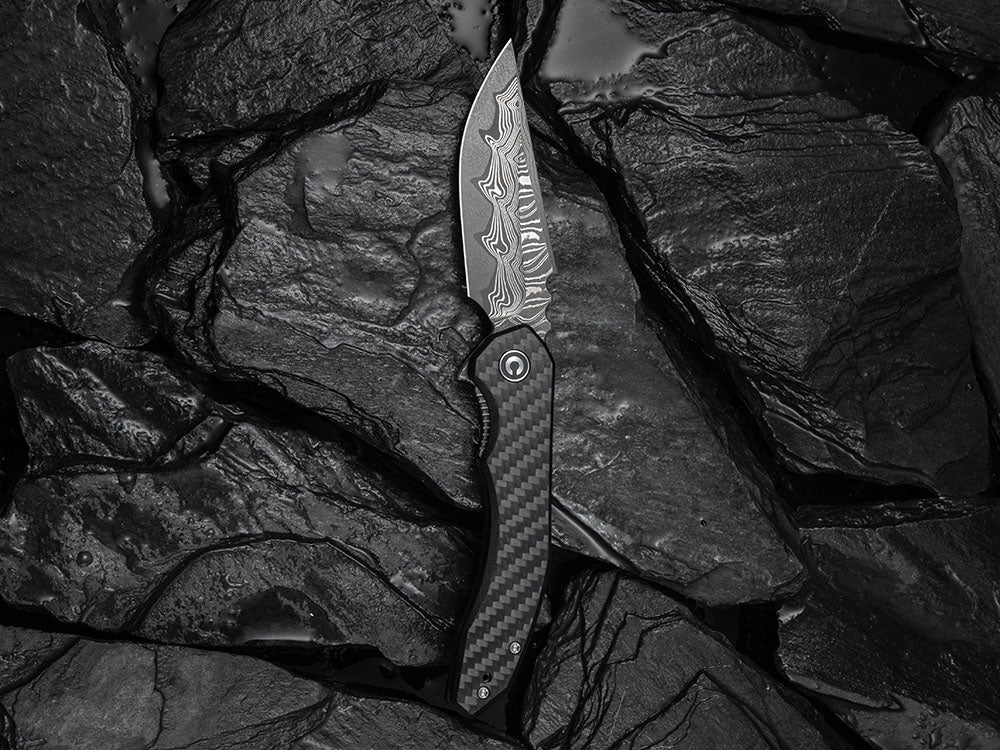 # ** HERE NOW ** CIVIVI - C23050 - BLUETICK - 14C28N or Damascus BLADE - NEW DAMASCUS MODEL
