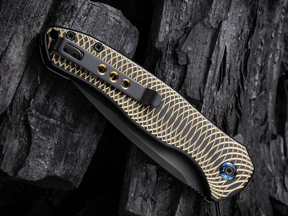 # ** HERE NOW ** WE Knife - WE19002 KITEFIN - Button Lock - 20CV Blade - Carbon Fiber & Titanium Handle - True Talon