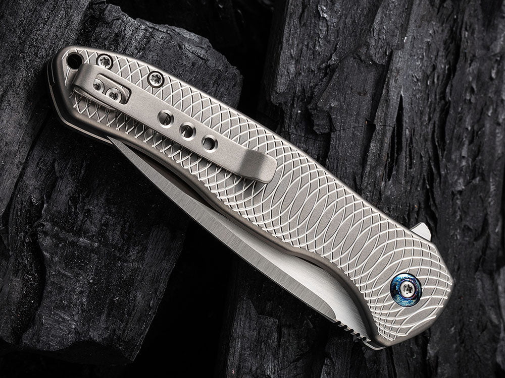 # ** HERE NOW ** WE Knife - WE19002 KITEFIN - Button Lock - 20CV Blade - Carbon Fiber & Titanium Handle - True Talon