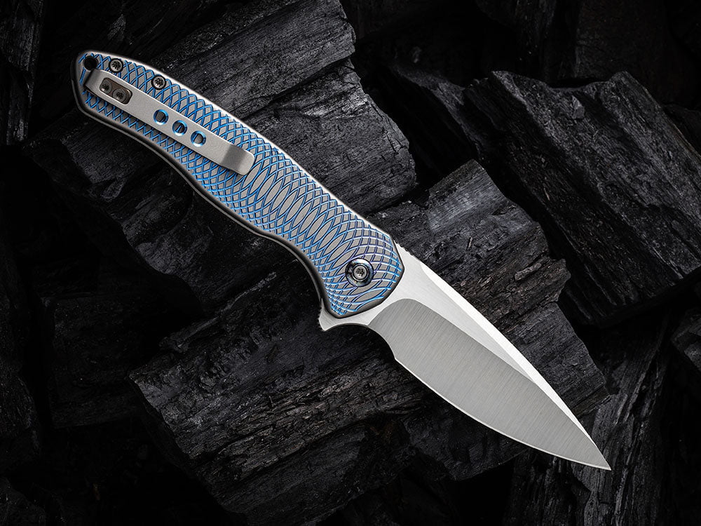 # ** HERE NOW ** WE Knife - WE19002 KITEFIN - Button Lock - 20CV Blade - Carbon Fiber & Titanium Handle - True Talon