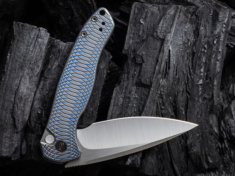 # ** HERE NOW ** WE Knife - WE19002 KITEFIN - Button Lock - 20CV Blade - Carbon Fiber & Titanium Handle - True Talon