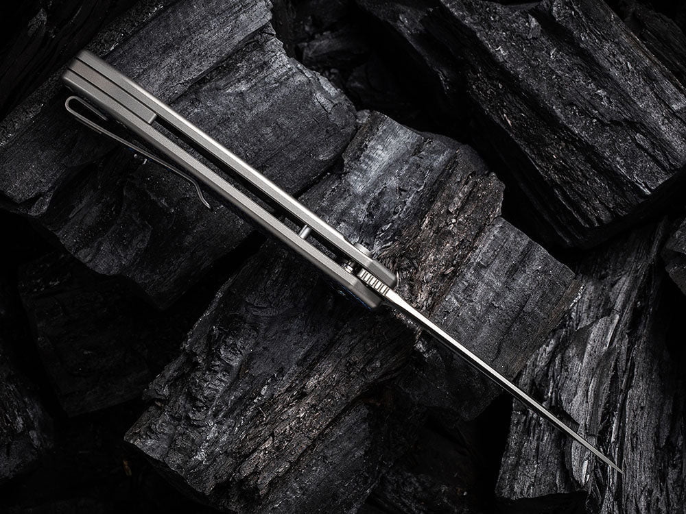 # ** HERE NOW ** WE Knife - WE19002 KITEFIN - Button Lock - 20CV Blade - Carbon Fiber & Titanium Handle - True Talon