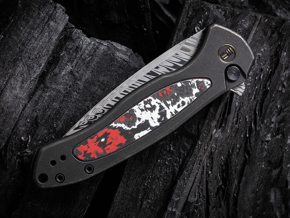 # ** HERE NOW ** WE Knife - WE19002 KITEFIN - Button Lock - 20CV Blade - Carbon Fiber & Titanium Handle - True Talon