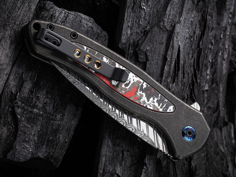 # ** HERE NOW ** WE Knife - WE19002 KITEFIN - Button Lock - 20CV Blade - Carbon Fiber & Titanium Handle - True Talon