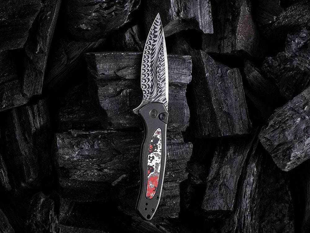 # ** HERE NOW ** WE Knife - WE19002 KITEFIN - Button Lock - 20CV Blade - Carbon Fiber & Titanium Handle - True Talon