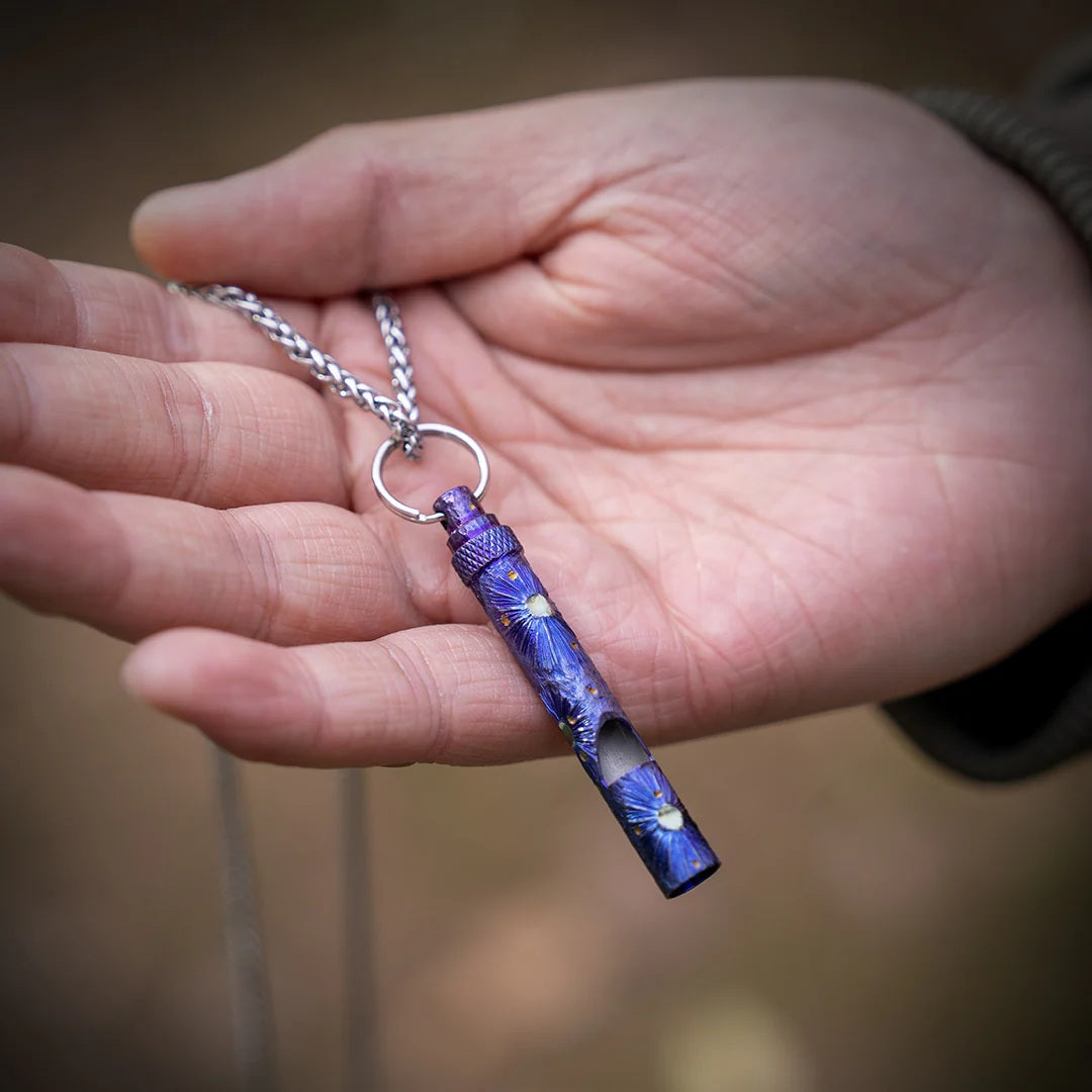 # ** ALMOST GONE ** - Hand Carved Titanium Whistle - 120 Decibels