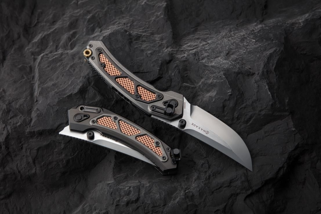 # ** ALMOST GONE ** Maxace BLACKLIGHT - Big 5.7 inch M390 or Damascus Blades - CUSTOM MULTI ROW BEARINGS