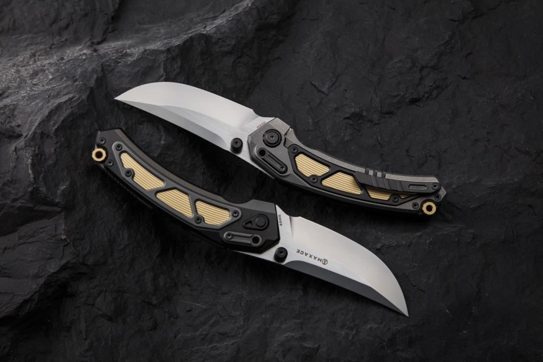 # ** ALMOST GONE ** Maxace BLACKLIGHT - Big 5.7 inch M390 or Damascus Blades - CUSTOM MULTI ROW BEARINGS