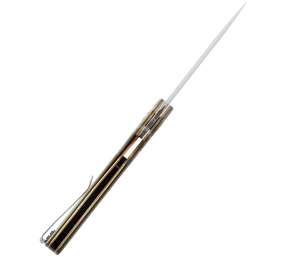 # ** HERE NOW ** KANSEPT KNIVES - HELLX T1008A1 - D2 blade - Black G10 and Stainless Steel Handle - Mikkul Willumsen Design