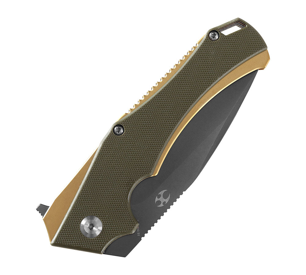 # ** HERE NOW ** KANSEPT KNIVES - HELLX T1008A1 - D2 blade - Black G10 and Stainless Steel Handle - Mikkul Willumsen Design