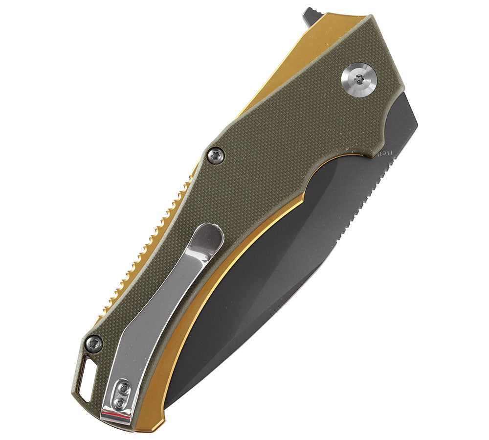 # ** HERE NOW ** KANSEPT KNIVES - HELLX T1008A1 - D2 blade - Black G10 and Stainless Steel Handle - Mikkul Willumsen Design