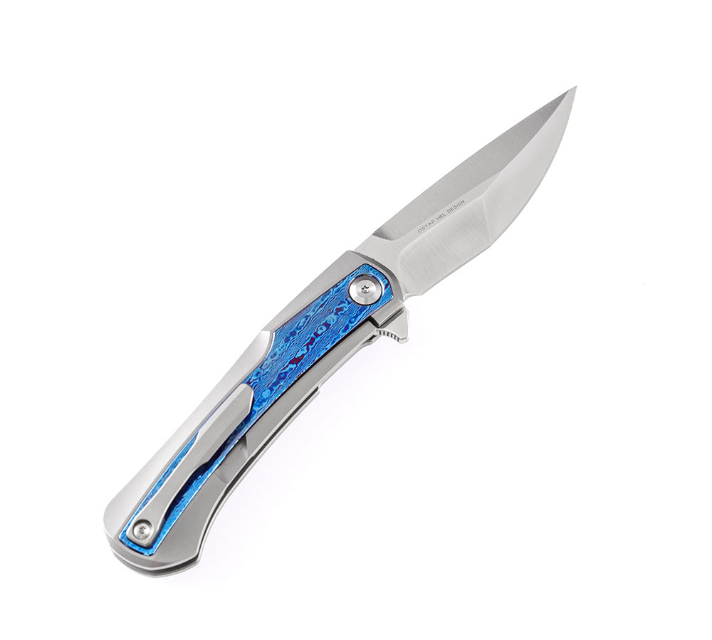 ** HERE NOW ** KANSEPT KNIVES - KRATOS K1024 - S35VN OR DAMASCUS BLADES - TITANIUM HANDLES - OSTAP HEL DESIGN