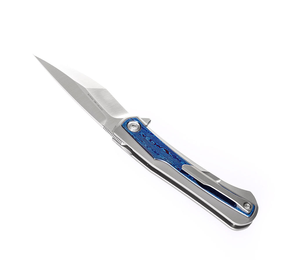 ** HERE NOW ** KANSEPT KNIVES - KRATOS K1024 - S35VN OR DAMASCUS BLADES - TITANIUM HANDLES - OSTAP HEL DESIGN