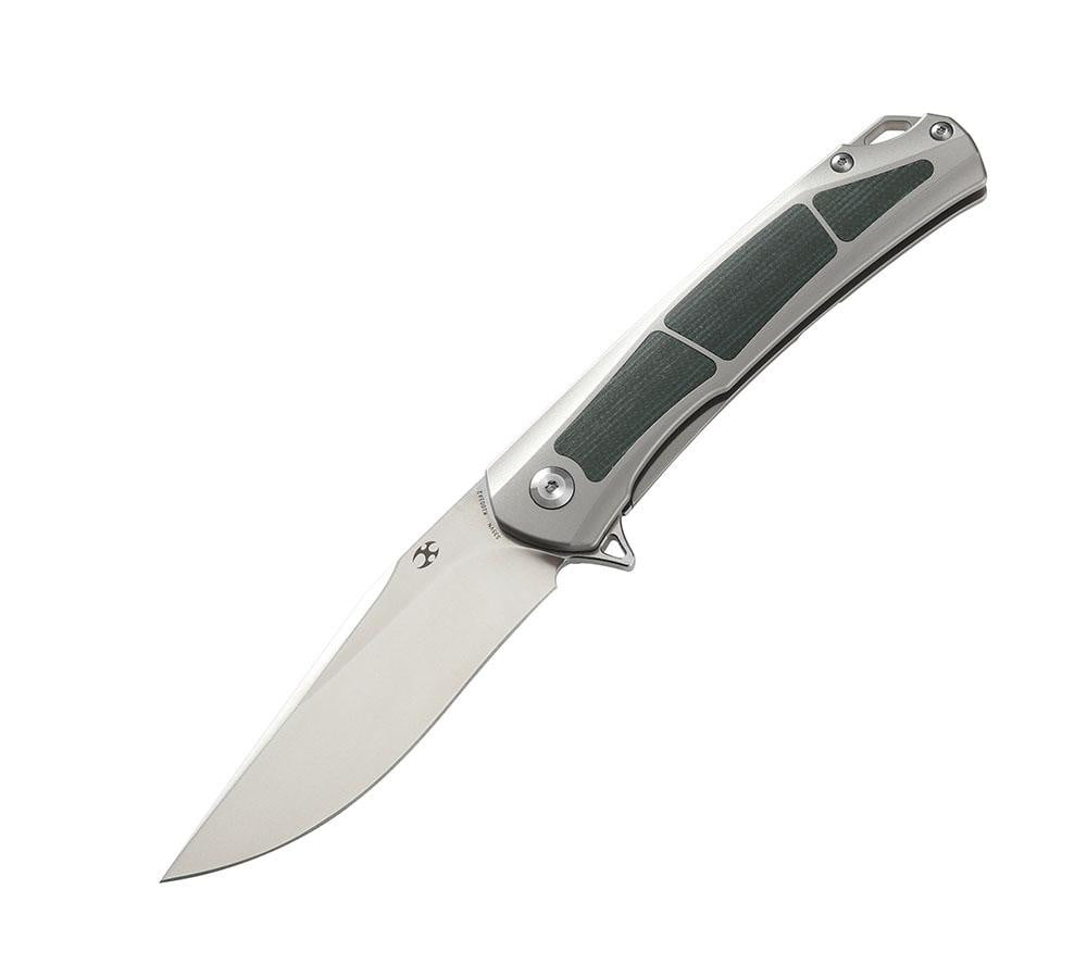 ** HERE NOW ** KANSEPT KNIVES - SPRITE K1003A2- S35VN blade - Green Micarta & Titanium Handle - True Talon