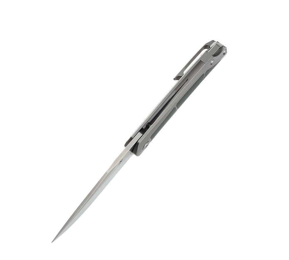 ** HERE NOW ** KANSEPT KNIVES - SPRITE K1003A2- S35VN blade - Green Micarta & Titanium Handle - True Talon