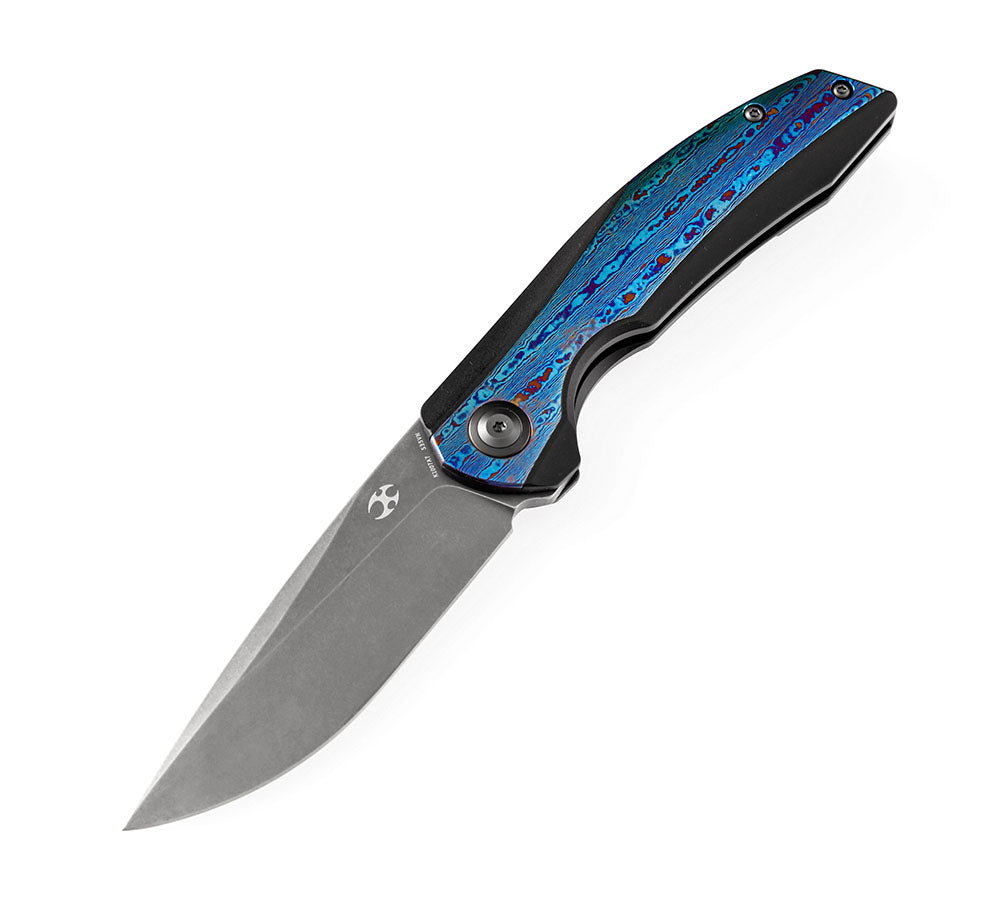 KANSEPT KNIVES - ACCIPITER K1007A7 - S35VN blade - TIMASCUS & TITANIUM HANDLE - Front Flipper