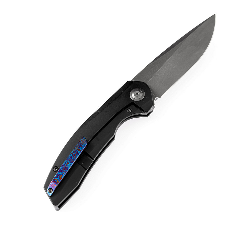 KANSEPT KNIVES - ACCIPITER K1007A7 - S35VN blade - TIMASCUS & TITANIUM HANDLE - Front Flipper