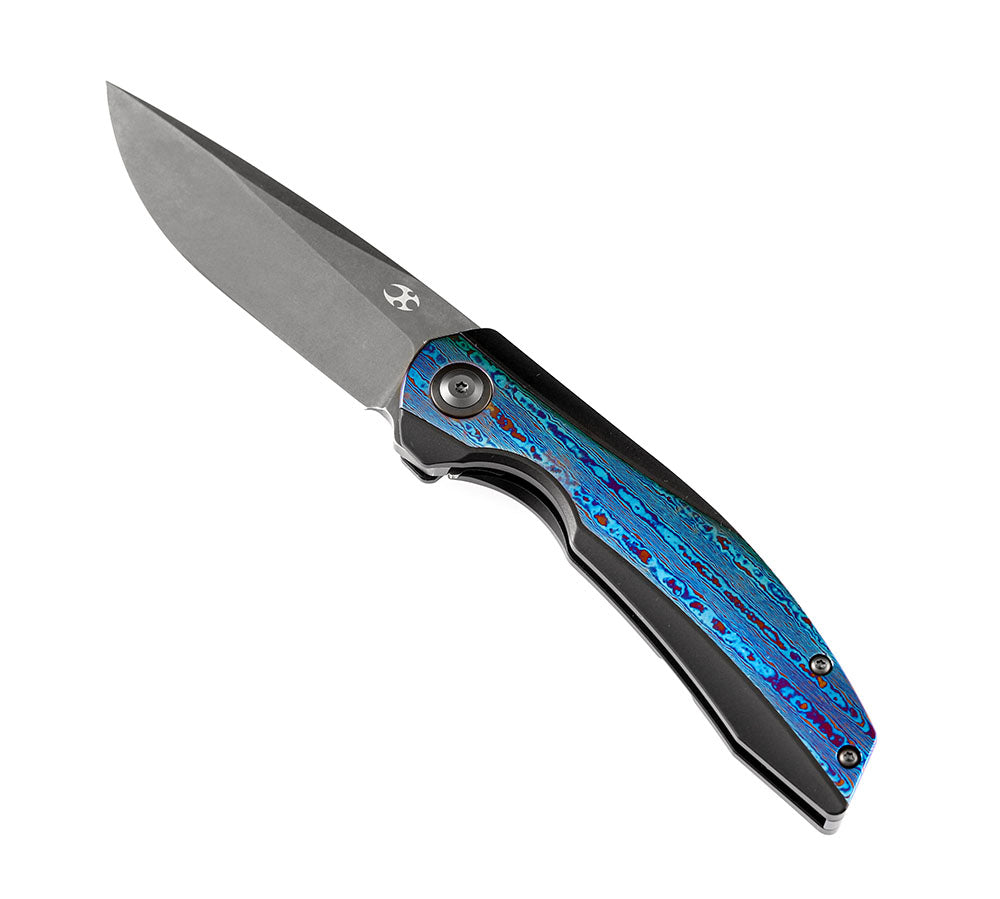 KANSEPT KNIVES - ACCIPITER K1007A7 - S35VN blade - TIMASCUS & TITANIUM HANDLE - Front Flipper