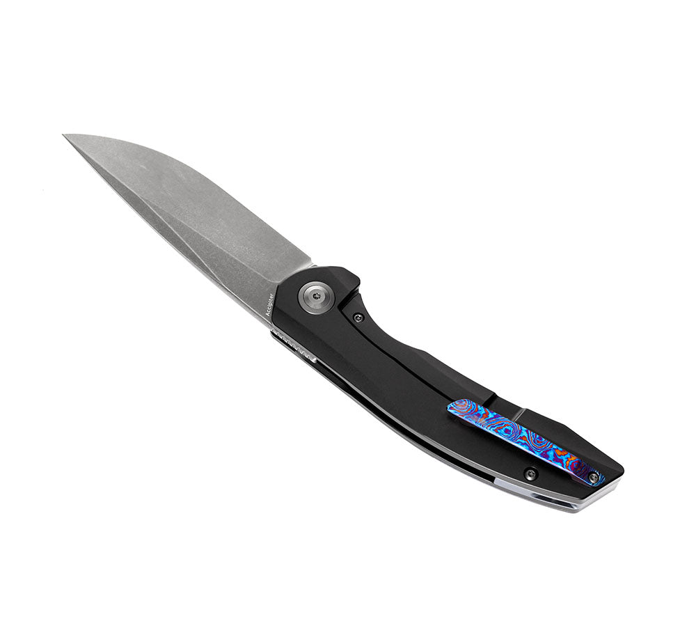 KANSEPT KNIVES - ACCIPITER K1007A7 - S35VN blade - TIMASCUS & TITANIUM HANDLE - Front Flipper