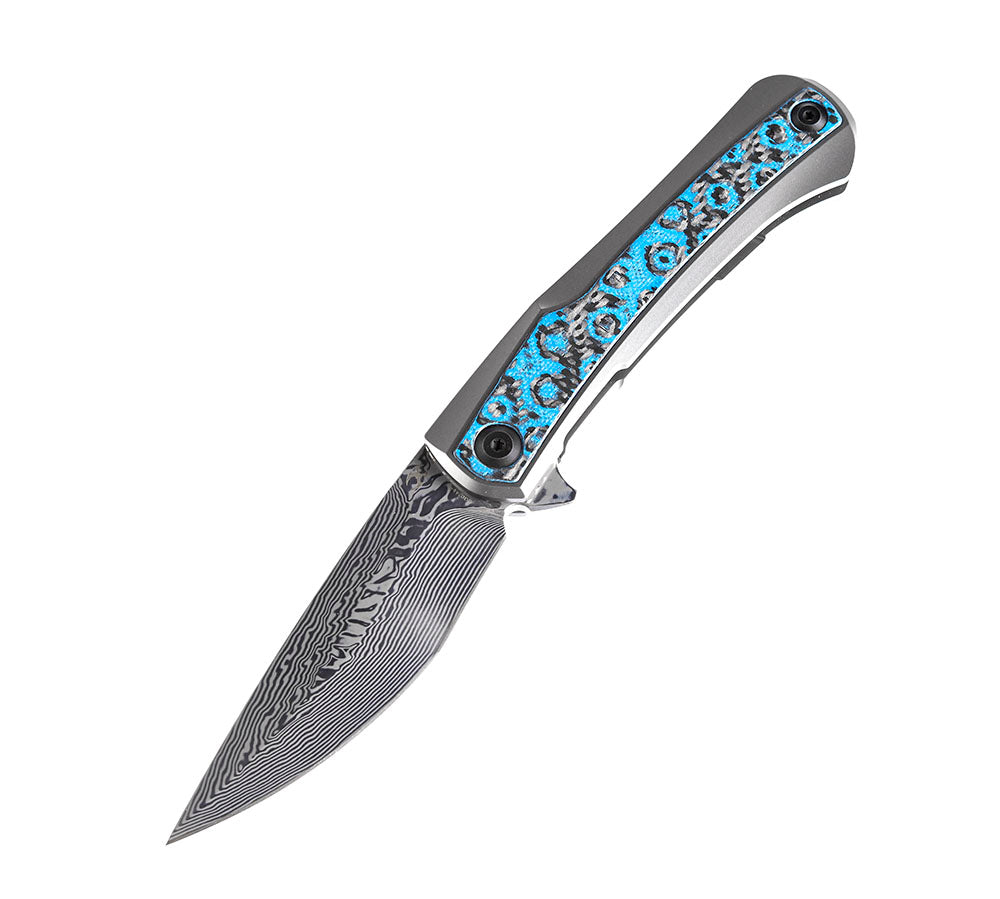 ** HERE NOW ** KANSEPT KNIVES - KRATOS K1024 - S35VN OR DAMASCUS BLADES - TITANIUM HANDLES - OSTAP HEL DESIGN