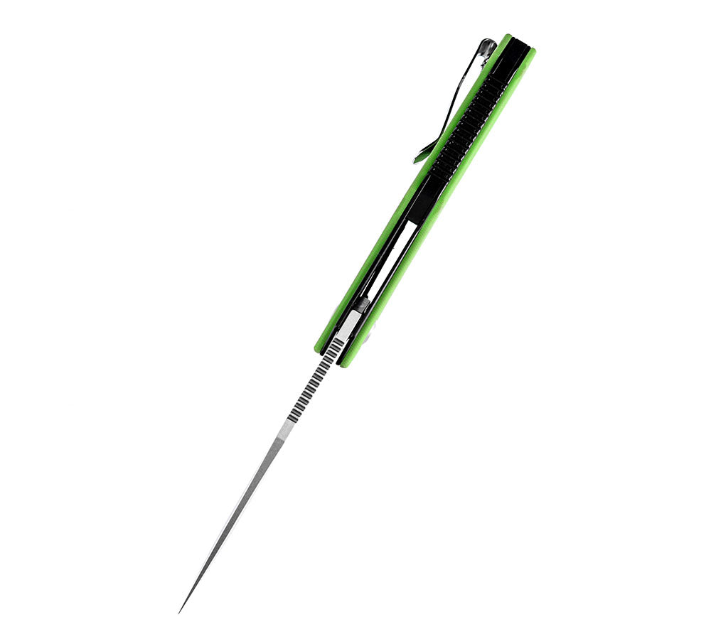 # ** HERE NOW ** KANSEPT KNIVES - HELLX T1008A1 - D2 blade - Black G10 and Stainless Steel Handle - Mikkul Willumsen Design