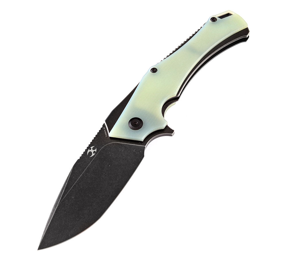 # ** HERE NOW ** KANSEPT KNIVES - HELLX T1008A1 - D2 blade - Black G10 and Stainless Steel Handle - Mikkul Willumsen Design