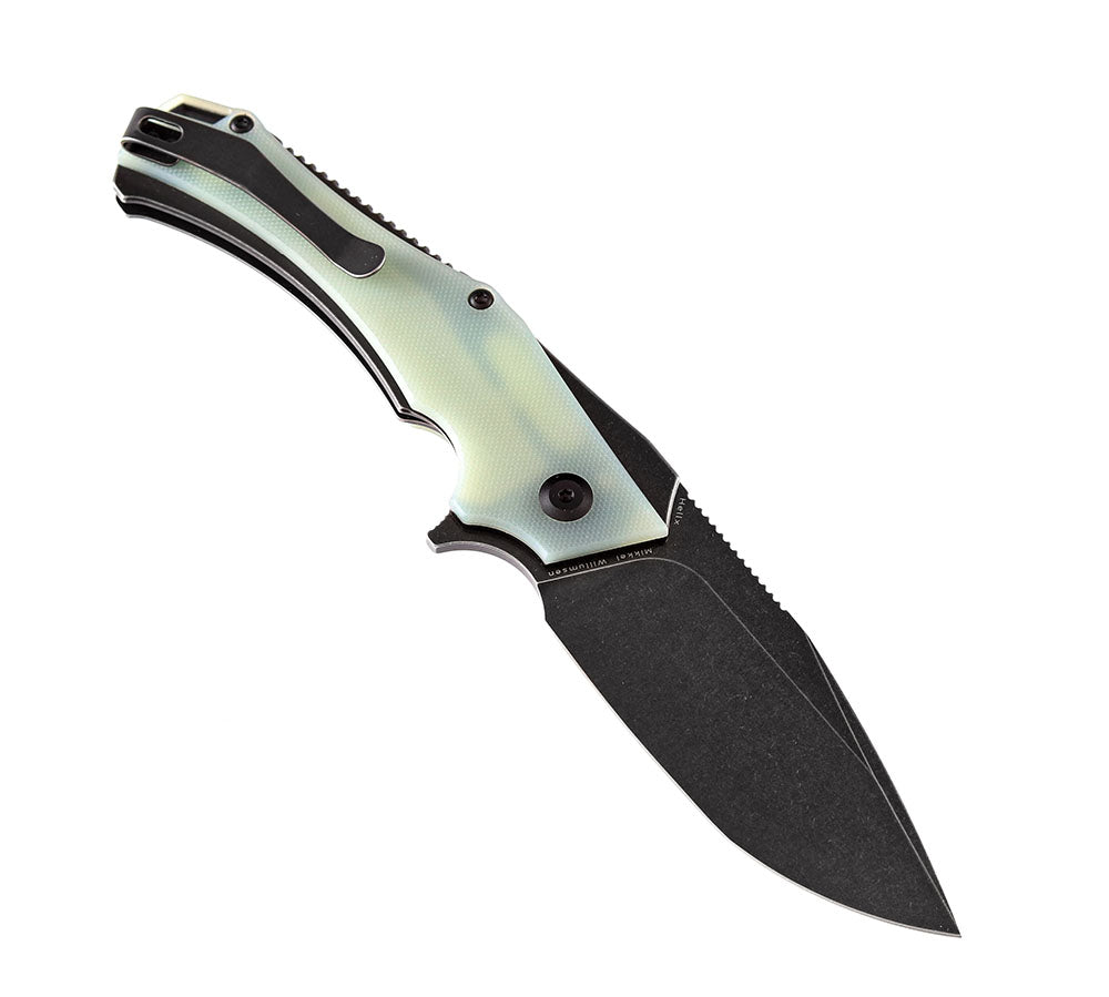 # ** HERE NOW ** KANSEPT KNIVES - HELLX T1008A1 - D2 blade - Black G10 and Stainless Steel Handle - Mikkul Willumsen Design