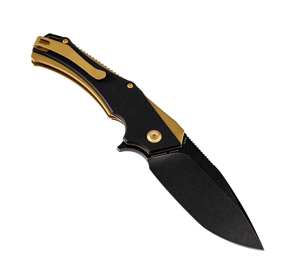 # ** HERE NOW ** KANSEPT KNIVES - HELLX T1008A1 - D2 blade - Black G10 and Stainless Steel Handle - Mikkul Willumsen Design