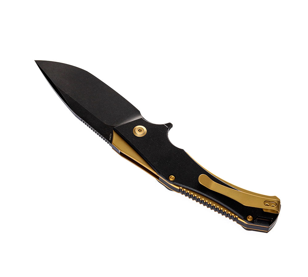 # ** HERE NOW ** KANSEPT KNIVES - HELLX T1008A1 - D2 blade - Black G10 and Stainless Steel Handle - Mikkul Willumsen Design