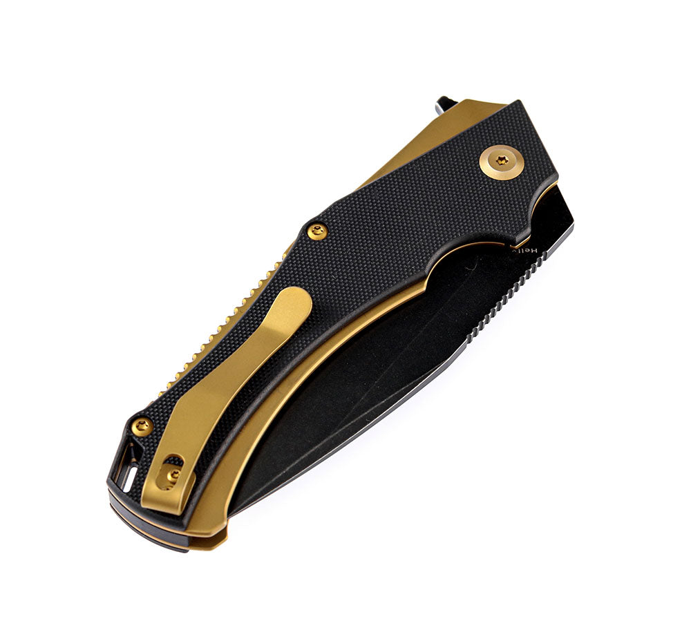 # ** HERE NOW ** KANSEPT KNIVES - HELLX T1008A1 - D2 blade - Black G10 and Stainless Steel Handle - Mikkul Willumsen Design