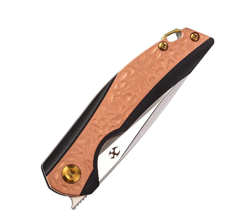 ** HERE NOW ** KANSEPT KNIVES - MINI ACCIPITER K2007A3- S35VN blade - Copper & Black Titanium Handle - Front Flipper - True Talon