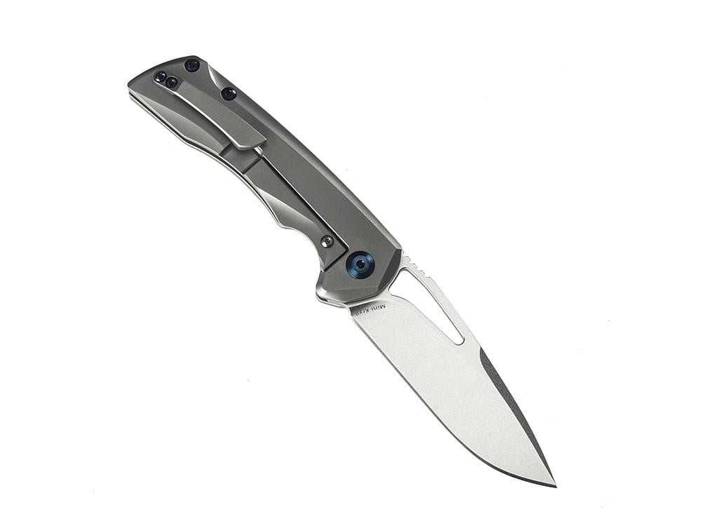 ** HERE NOW ** KANSEPT KNIVES - MINI KRYO K2001B1- S35VN blade - BLUE HARDWARE & GREY TITANIUM HANDLE - True Talon