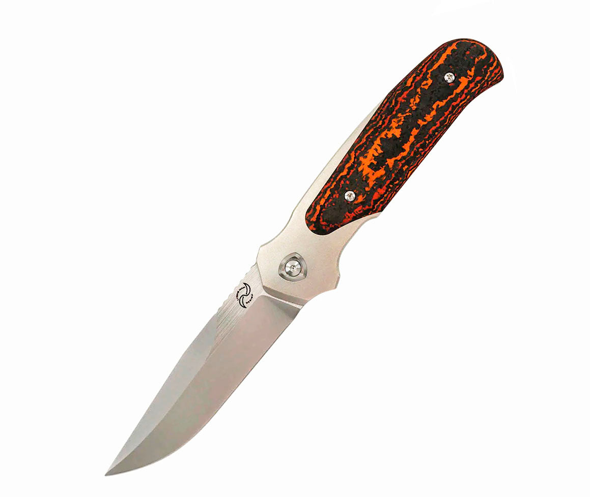 Liong Mah - Model 18 - S90V or Damasteel Blade - INTEGRAL TITANIUM HANDLE - FAT CARBON FIBER INLAYS