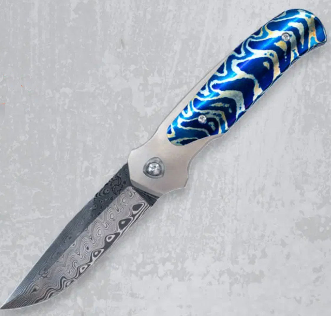 Liong Mah - Model 18 - S90V or Damasteel Blade - INTEGRAL TITANIUM HANDLE - FAT CARBON FIBER INLAYS