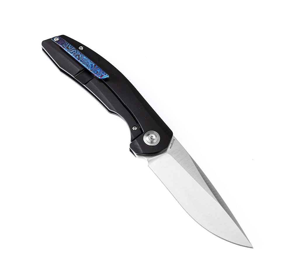 ** HERE NOW ** KANSEPT KNIVES - ACCIPITER K1007A- S35VN blade - TIMASCUS & TITANIUM HANDLE - Front Flipper