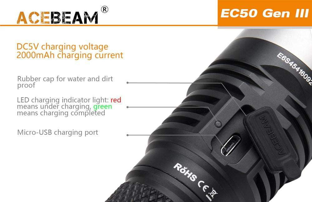 DISCONTINUED - Acebeam EC50 GEN III - 3850 Lumens - True Talon