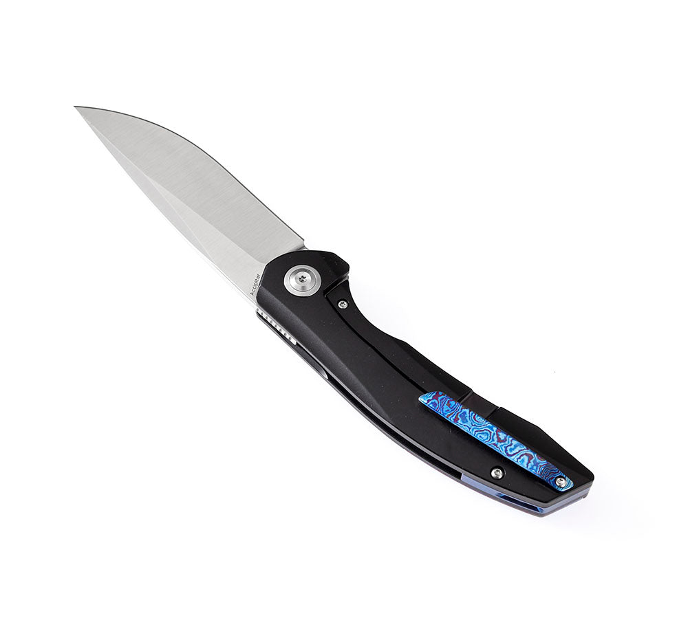** HERE NOW ** KANSEPT KNIVES - ACCIPITER K1007A- S35VN blade - TIMASCUS & TITANIUM HANDLE - Front Flipper