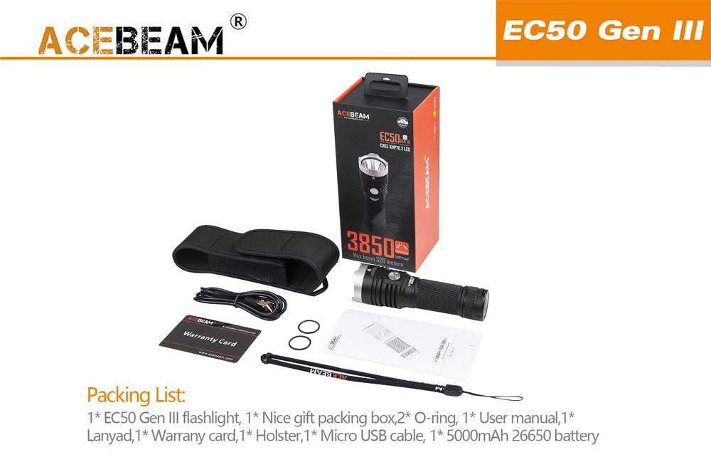 DISCONTINUED - Acebeam EC50 GEN III - 3850 Lumens - True Talon